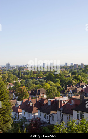 Vue sur le Nord de Londres à partir de Highgate. Banque D'Images