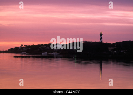 Saint Augustine Lighthouse au coucher du soleil à Saint Johns County, Floride Banque D'Images