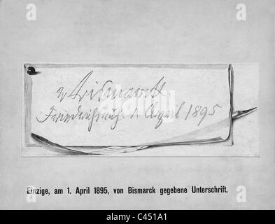 La signature d'Otto von Bismarck, 1895 Banque D'Images