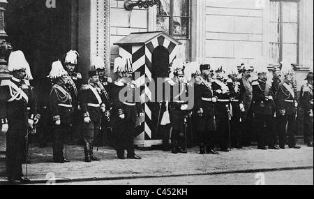 Le Prince Wilhelm, le tsar Alexandre III et Otto von Bismarck, 1887 Banque D'Images