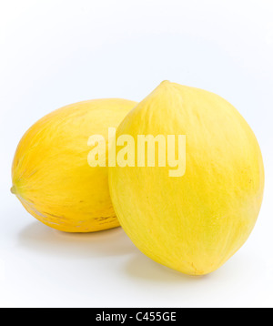 Secteur de melons sur fond blanc, close-up Banque D'Images