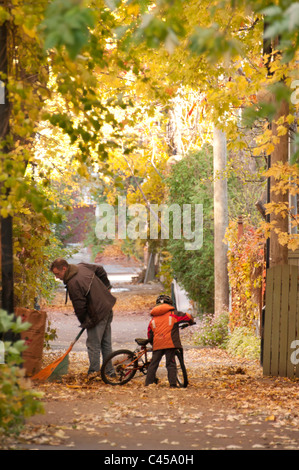 Scène d'automne dans une ruelle Plateau Mont Royal Montréal Canada Banque D'Images
