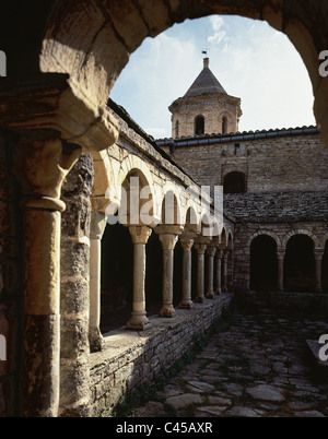 D'époque romane. L'Espagne. 12e siècle. Cloître de la cathédrale de Saint Vincent. Roda de Isabena. L'Aragon. Banque D'Images