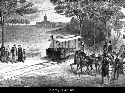 Le tramway électrique à Berlin, 1881 Banque D'Images