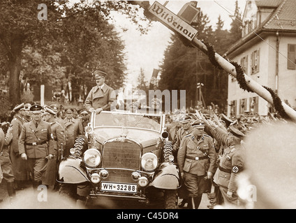 Hitler traverse la frontière de Sudètes, 1938 Banque D'Images