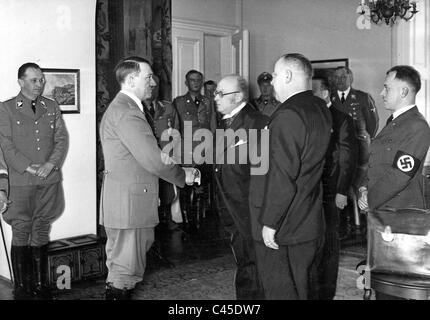 Adolf Hitler et Konrad Henlein avec des représentants des Allemands des Sudètes, 1939 Banque D'Images