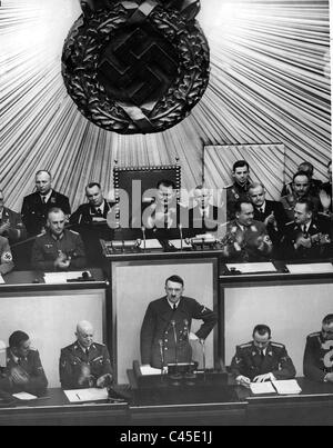 Hitler parle dans le Reichstag le 10/06/1939 Banque D'Images