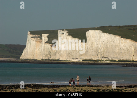 En regardant vers les Sept Soeurs Cliffs dans le parc national des South Downs. Banque D'Images