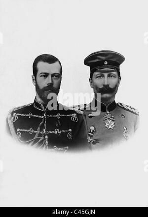 Le Tsar Nicolas II et l'empereur Guillaume II. Banque D'Images