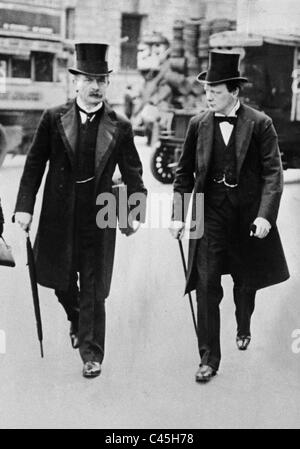 Winston Churchill et David Lloyd George, 1910 Banque D'Images