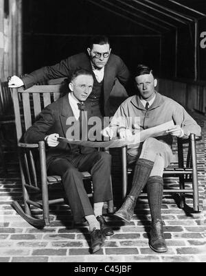 Clarence Chamberlin, le Lieutenant Neville et Charles Lindbergh, 1927 Banque D'Images