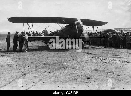 Charles Lindbergh à l'aérodrome Curtiss Field, 1928 Banque D'Images