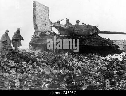 Tourné vers le bas char américain 'Jackson' sur le front de l'Ouest, 1944 Banque D'Images