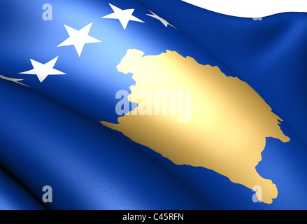 Drapeau du Kosovo. Close up. Banque D'Images