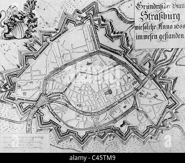 Plan Masse de Strasbourg, 1680 Banque D'Images