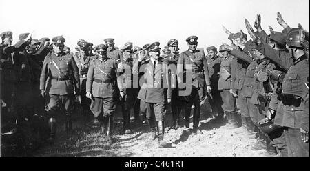 Adolf Hitler visite les militaires en Pologne, 1939 Banque D'Images