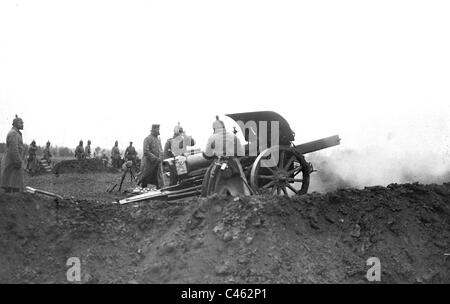 Les feux de l'artillerie allemande, 1914 Banque D'Images