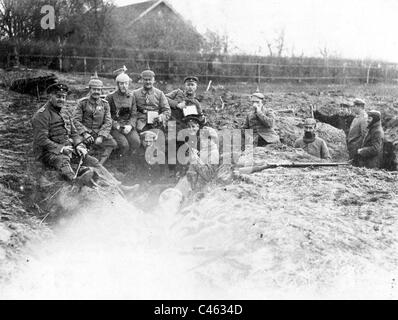 Les troupes allemandes victorieux après la bataille de Tannenberg, 1914 Banque D'Images