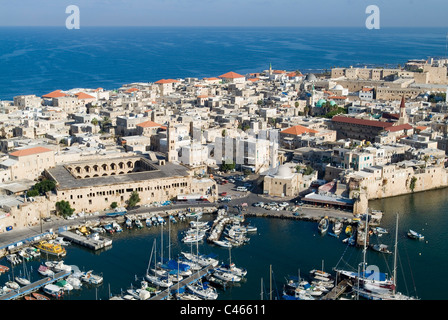 Photographie aérienne de la vieille ville d'Acre dans la Galilée occidentale Banque D'Images