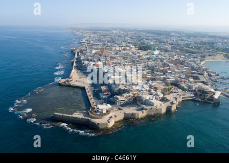 Photographie aérienne de la vieille ville d'Acre dans la Galilée occidentale Banque D'Images