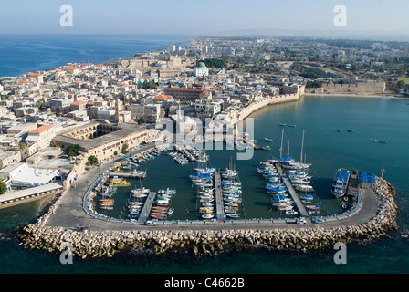 Photographie aérienne de la vieille ville d'Acre dans la Galilée occidentale Banque D'Images