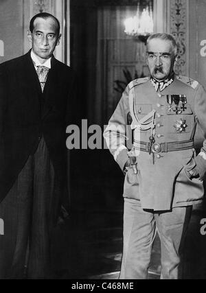 Jozef Pilsudski avec Jozef Beck, 1933 Banque D'Images