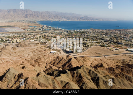 Photographie aérienne de la ville d'Eilat dans le sud d'Israël Banque D'Images