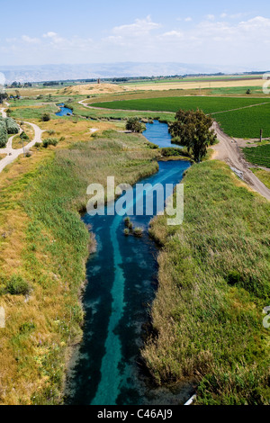 Photographie aérienne du Kibutzim ruisseau dans la vallée du Jourdain Banque D'Images