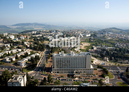 Photographie aérienne du Plaza Hotel à Nazerat 'Illit dans la basse Galilée Banque D'Images