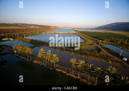 Photographie aérienne du champs de l'agriculture de la vallée de Harod Banque D'Images