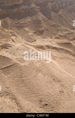 Photographie aérienne du cratère de Ramon dans le désert du Néguev Banque D'Images