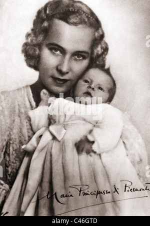 Umberto II., s Ehefrau Maria mit Maria Pia, 1934 Banque D'Images