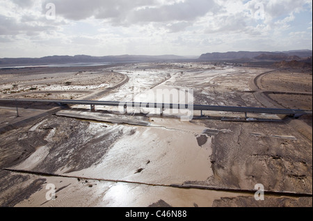 Photographie aérienne du Paran wadi après une inondation Banque D'Images