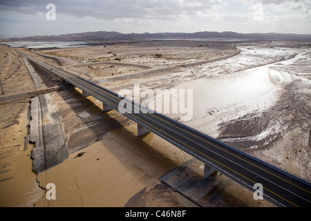 Photographie aérienne du Paran wadi après une inondation Banque D'Images