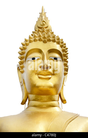 La tête d'or de Big Buddha, Phra Yai temple, Pattaya, Thaïlande Banque D'Images