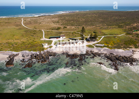 Vue aérienne de l'ancienne ferme à Bokbaai sur la côte ouest au nord de Cape Town en Afrique du Sud. Banque D'Images
