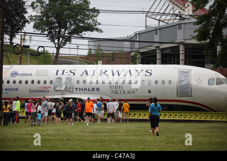 Reste U S Airways Airbus a atterri 1549 Hudson River Janvier 2009 transportés à Carolina Aviation Museum N.C Banque D'Images