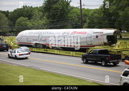 Reste U S Airways Airbus a atterri 1549 Hudson River Janvier 2009 transportés à Carolina Aviation Museum N.C Banque D'Images