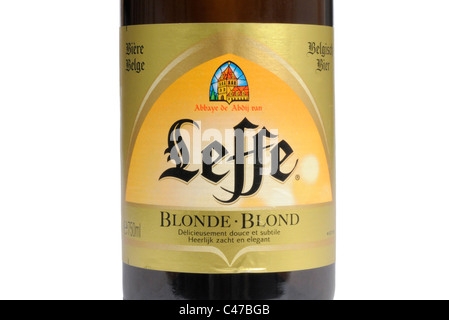 La bière belge Leffe blonde blonde bouteille Banque D'Images