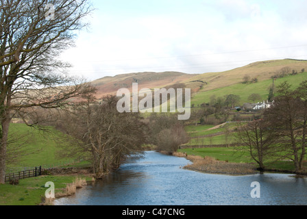 La rivière Kent, près de Staveley, Cumbria Banque D'Images