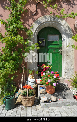 L'allemand célèbre ville médiévale de Rothenburg ob der Tauber avec de vieilles maisons historiques Banque D'Images