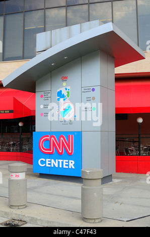 Siège de CNN news building à Atlanta, Géorgie. Banque D'Images