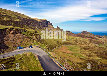 Vue vers le Quiraing dans la Trotternish quartier de l'île de Skye en Ecosse du Sud. Banque D'Images