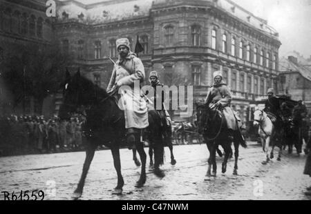 L'entrée de la cavalerie russe à Lviv, 1914 Banque D'Images