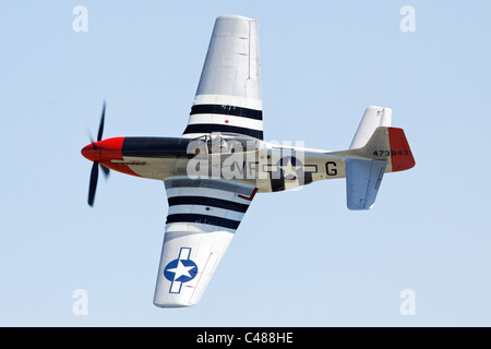 North American P51D Mustang 'nez rouge', Mid Atlantic Air Museum airshow 2011, Reading, PA Banque D'Images