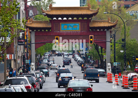 Chinese gate dans le quartier chinois, Montréal, Canada Banque D'Images