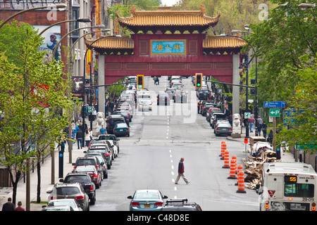 Chinese gate dans le quartier chinois, Montréal, Canada Banque D'Images