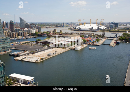 Avis de Docklands Greenwich et o2 Millennium Dome. London, England, UK Banque D'Images