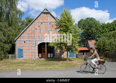 Maison à colombages dans la Loge, Wendland, Basse-Saxe, Allemagne Banque D'Images