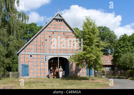 Maison à colombages dans la Loge, Wendland, Basse-Saxe, Allemagne Banque D'Images